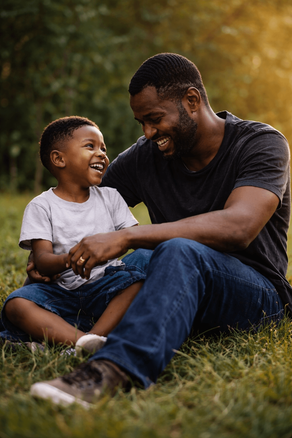 Father and son sharing a joyful moment - CareCoach mentorship